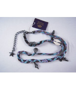 Disney Couture Blue Braided Leather Wrap w/Charms - £66.18 GBP