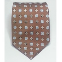 Bolgheri Men Dress Tie Brown with Blue Print 3.5&quot; wide 62&quot; Long ITALY - £20.87 GBP