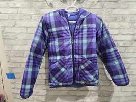Columbia Girls Medium 10/12 Puffer Reversible Purple Plaid Jacket - $572.04 MXN