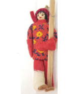 Skiing Girl Broken Leg Christmas Ornament Handmade 1970s Vintage - $18.95