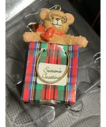 CHRISTMAS ORNAMENT Bradley Bear cake topper Carlton Cards Heirloom Vinta... - $10.22