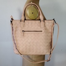 Miztique Satchel Bag Crossbody Strap Shoulder Blush Pink Double Handles Woven PU - £27.33 GBP