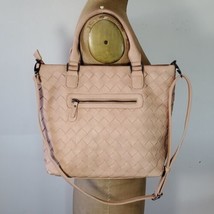 Miztique Satchel Bag Crossbody Strap Shoulder Blush Pink Double Handles Woven PU - £27.35 GBP