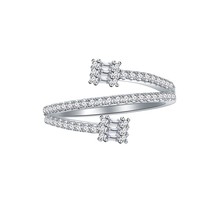 Simple Simulated Diamond Triple Layers 925 Sterling Silver Bridal Wedding Ring - £50.35 GBP