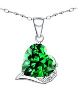 6.10 Ct 14CT White Gold Silver Heart Cut Emerald Solitaire Pendant w/ 18... - £87.00 GBP