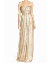 Amsale Strapless RoseGold Sequin Tulle Bridesmaid Gown with Ruched Bodic... - $98.01