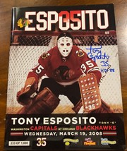 RARE CHICAGO BLACKHAWKS TONY ESPOSITO 3-19-08 GAME PROGRAM SIGNED PHOTO ... - $3,640.99 MXN