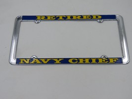 U.S. Navy Retired Navy Chief Car License Plate Frame Tag Holder Blue Yellow NEW - £13.68 GBP