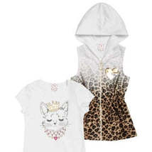 Belle Du Jour Big Girls Hooded Vest and Print T-Shirt Set , Various Sizes - £19.75 GBP