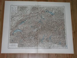 1896 Original Antique Map Of Switzerland / Alps Mountains - £19.74 GBP