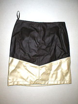 New NWT $300 Womens Dark Brown Gold Leather Skirt W Worth NY 4 York Offi... - $295.02