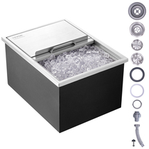 VEVOR Drop in Ice Chest Stainless Steel 24x18x13in 58.5qt Sliding Cover ... - $218.90