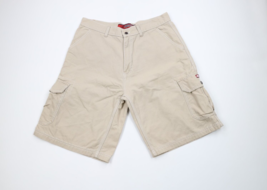 Vintage 90s Streetwear Mens 34 Baggy Big Pocket Canvas Cargo Shorts Beige Cotton - £46.56 GBP