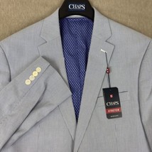 Chaps Stretch Mens 44R Single Breasted 2 Button Striped Blue Blazer Sportcoat - £37.03 GBP