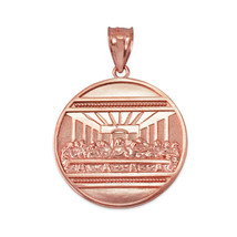 10K Rose Gold Last Supper Medallion Pendant Necklace - £235.41 GBP+