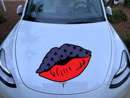 Vinyl Decal Truck Car Sticker Laptop - American Flag Stars Lips Kiss Love USA - £3.58 GBP+