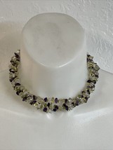 Vintage Handmade Adjustable Beaded Necklace Green Purple Estate Find KG JD - $19.79