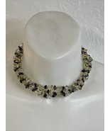 Vintage Handmade Adjustable Beaded Necklace Green Purple Estate Find KG JD - £15.77 GBP