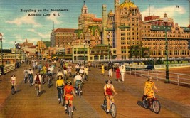 Vintage Postcard Bicycling on the Boardwalk Atlantic City, N.J. c.1944-BK31 - £2.37 GBP