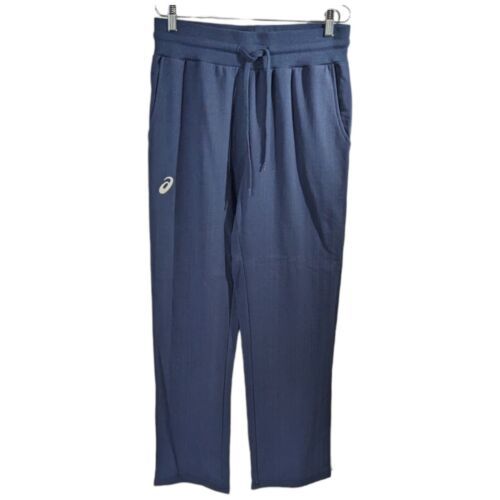 Asics Mens Woven Pants with Drawstring Size Large Navy Blue Fleece 32 In... - £43.82 GBP