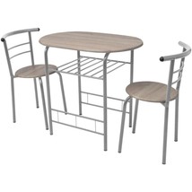 Modern Kitchen High Breakfast Bar Set With 2 Stools Chairs Seats &amp; Dining Table - £106.90 GBP+