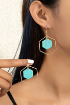 Hexagon hoop and stone drop earrings - £11.99 GBP