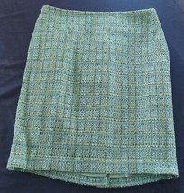 Vince Camuto Boucle Blue Plaid Cotton Wool Blend Skirt  Misses Size 4 - £17.02 GBP