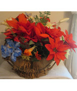 Artificial Colorful Flowers Planter Woven Basket w/Handle Indoor House P... - €8,52 EUR