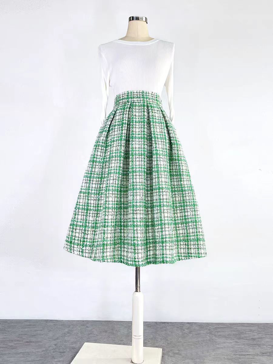 Green houdtooth skirt 4