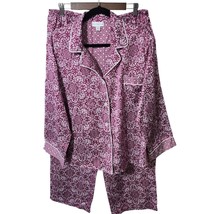 Miss Elaine XL RED &amp; White Paisley Print Long Sleeve Pajama Set - $24.95