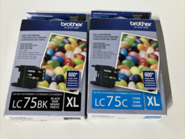 Brother LC75BK XL Black &amp; Cyan Ink Genuine Brother Cartridge OEM 2019 - $29.11 CAD