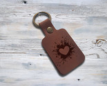 Leather keychain with personalization rectangular brown serduszko thumb155 crop