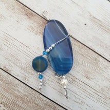 Vintage Pendant Blue Tones with Silver Tone Detail - No Chain Included - £11.96 GBP