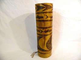 Vintage African  Handmade Carved Bamboo bottle storage container 1964 - £27.77 GBP