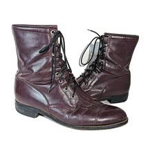 Diamond J Womens Burgundy Leather Western Lacer Lace Up Boots Size 12.5 D - $99.91