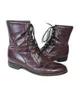 Diamond J Womens Burgundy Leather Western Lacer Lace Up Boots Size 12.5 D - £78.57 GBP