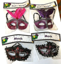 Women&#39;s Girls Mardi Gras Party Masks Halloween Glitter Masquerade Theatre 8 Pcs - £7.89 GBP