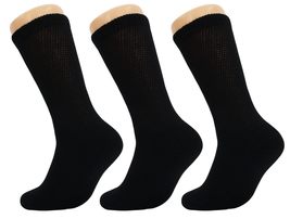 AWS/American Made Black Diabetic Crew Socks for Men Loose Fit Socks with Non Bin - £7.53 GBP+