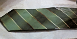 Hermes Paris Men&#39;s 100% Silk Ties Green and Gold diagonal pattern - $100.00