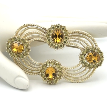 CORO CRAFT La Reine brooch - 1956 Katz gold-plated topaz &amp; jonquil rhinestone - $85.00