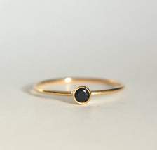 Gold Black Spinel 3ct round cut 925 Sterling Silver gold plated Ring for... - $55.17