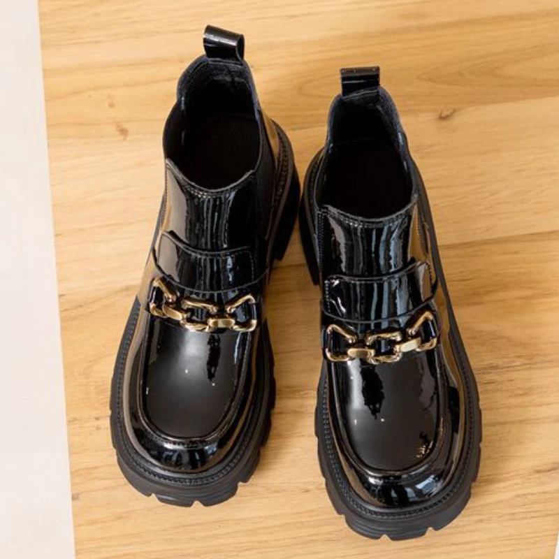 Fujin 7cm Patent Learther Chelsea Ankle Boots Autumn Pumps Women Non Slip  Super - £224.38 GBP