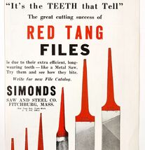 1936 Saw &amp; Steel Co Red Tang Files Advertisement Fitchburg Massachusetts... - $7.05 CAD