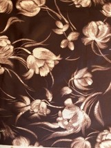 Vtg 1970s Polyester Knit Lycra Fabric Brown Floral Print  1 1/2 yard 64&quot; wide - £21.03 GBP