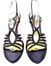 NINA Women Size 7.5 High Heel Black Stiletto Sandal Prom Formal Vintage ... - £27.41 GBP