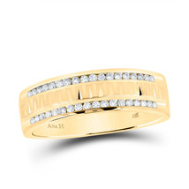 14kt Yellow Gold Mens Round Diamond Wedding Double Row Band Ring 1/4 Cttw - £930.53 GBP