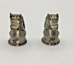 Vintage Pewter Horse Head Salt and Pepper Shaker Set ANNI &amp; Co 1.75&quot; Tall - £14.72 GBP
