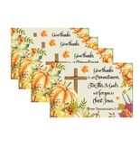 Vintage Thanksgiving Placemats Linen Pumpkin Leaves 12x18in 4PCS - $88.09 MXN
