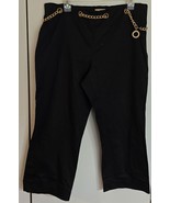 Womens 12 Michael Kors Black with Brass Belt Cropped Pants - €16,14 EUR