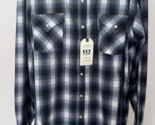 New XXLT Mens Ely Cattleman Western Shirt Long Sleeve Blue Plaid Pearl Snap - $34.64